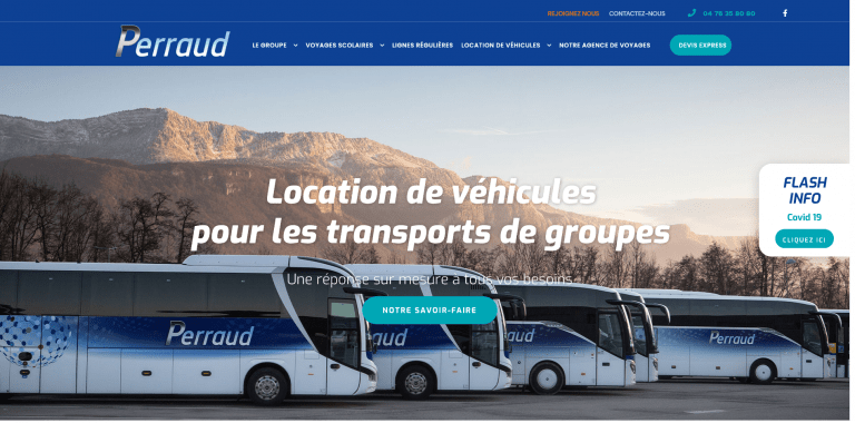 header créer par marque digitale pour le site internet Perraud