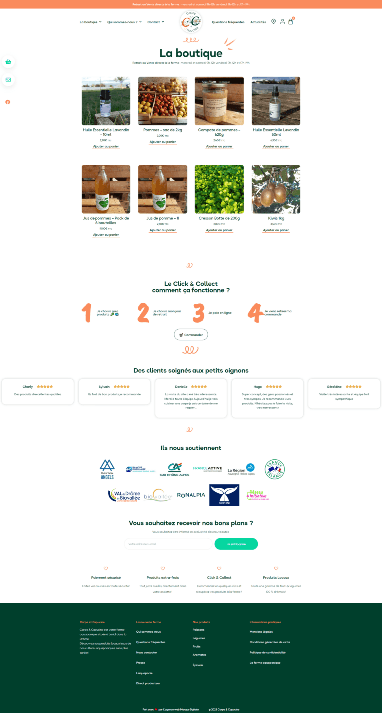la boutique en ligne Carpe & Capucine ferme aquaponique - agence web marketing digital