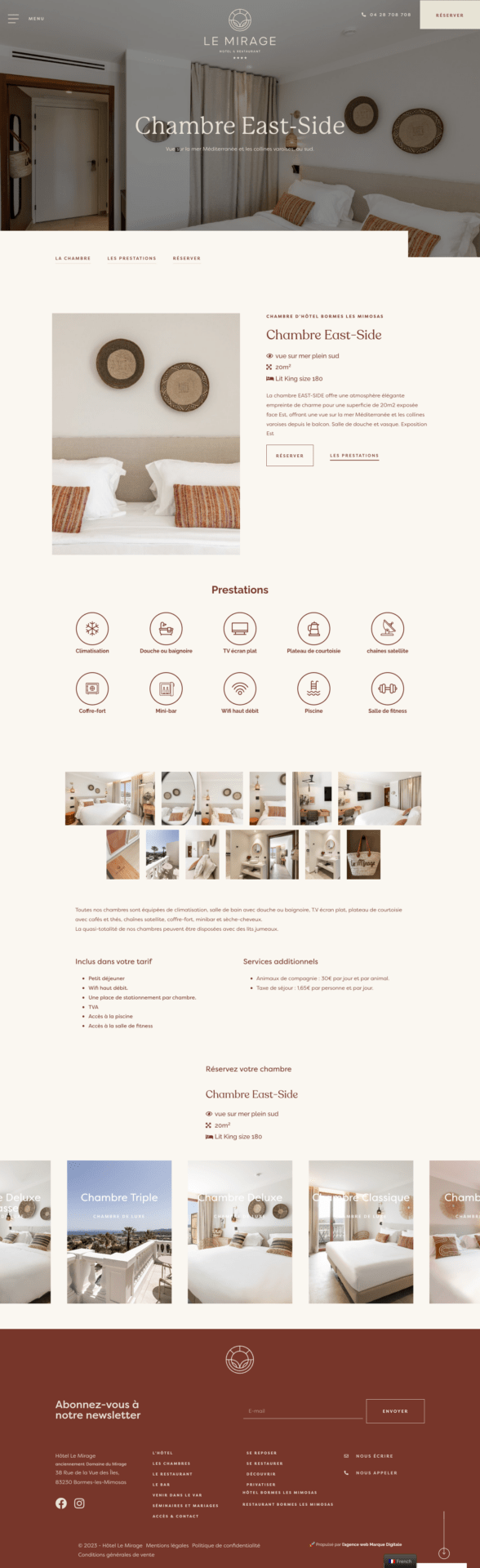 Site web le Mirage réservation de chambre - Agence web marketing création de site internet sur Valence