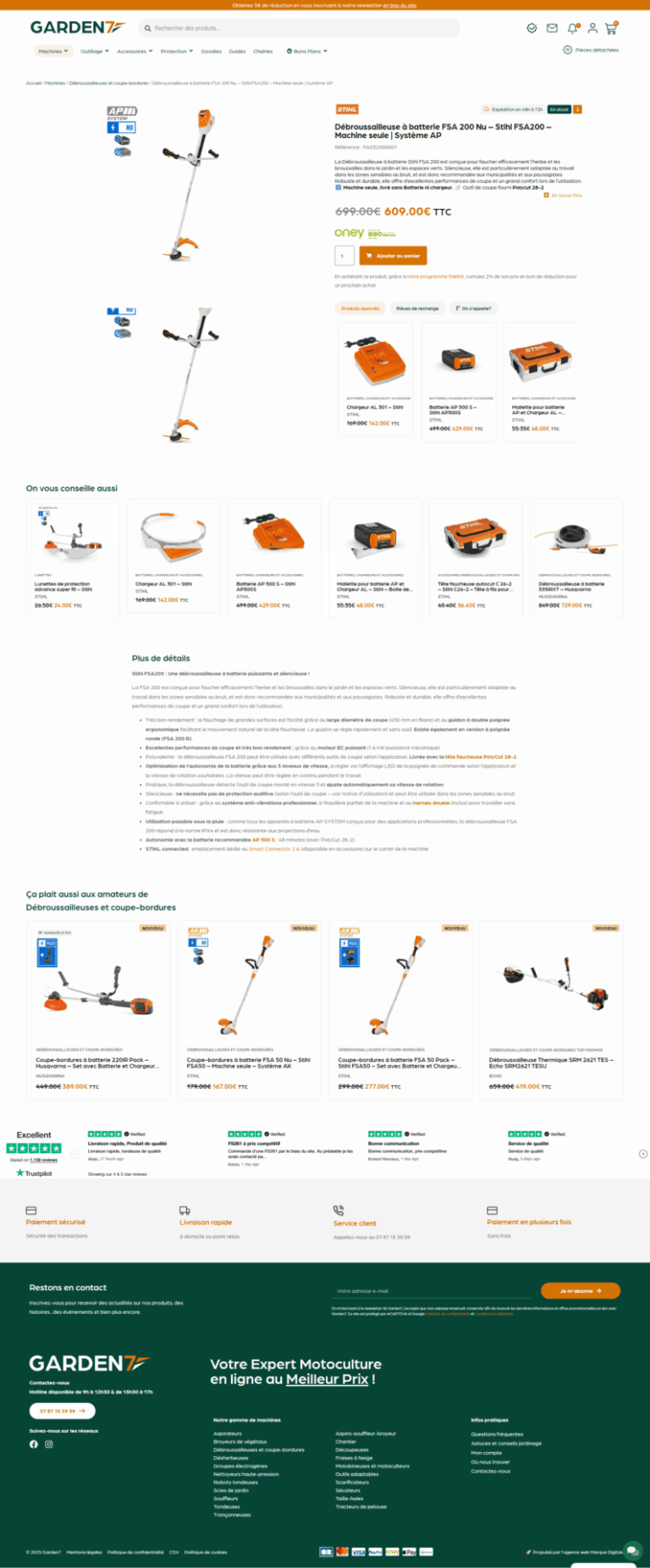 Page produit site e-commerce valence