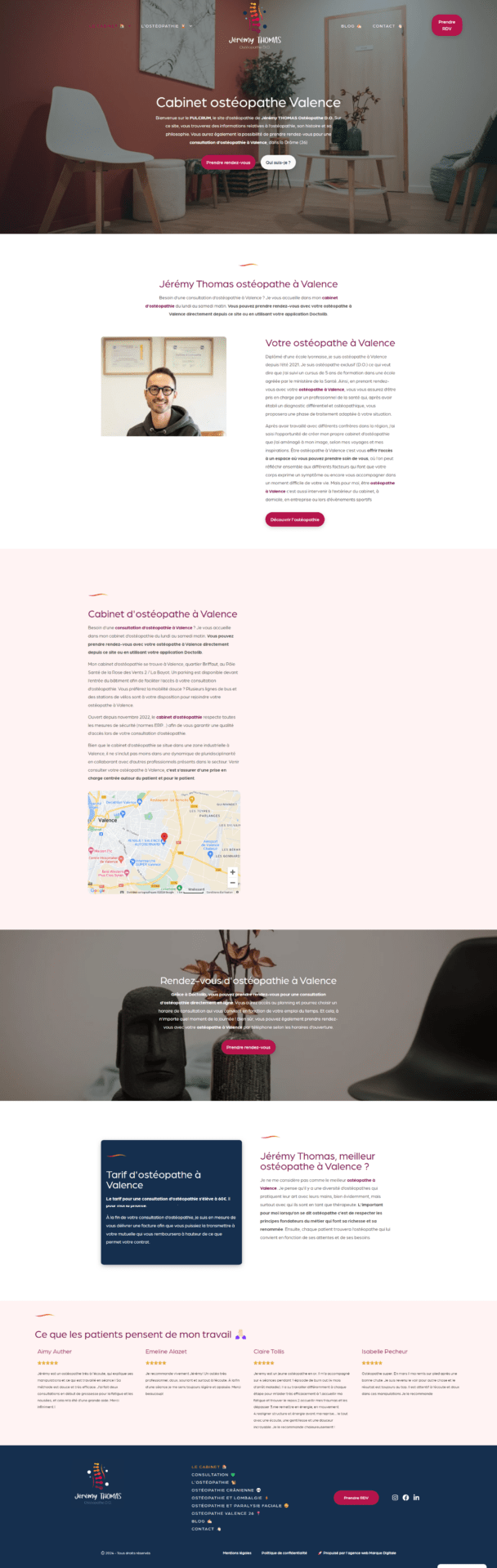 Site ostéopathe Jeremy Thomas - Marque Digitale agence webmarketing à Valence
