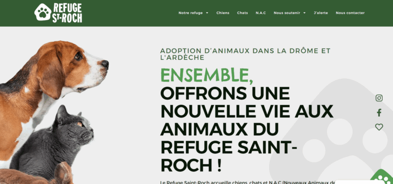 page accueil création site internet refuge saint roch par marque digitale