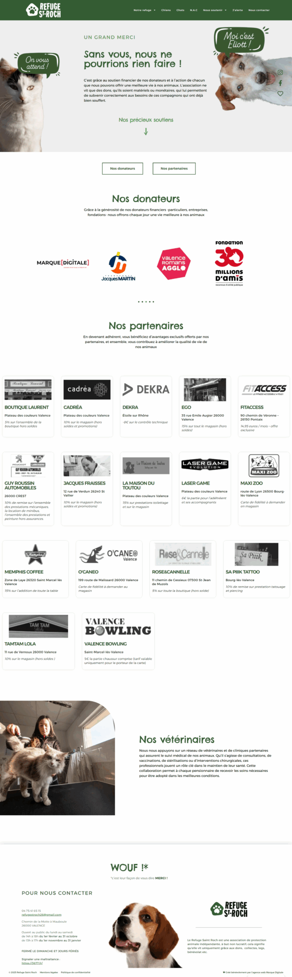 création site internet page web refuge saint roch