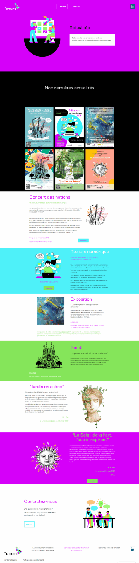 création page web marque digitale pour le pixel thiers lieu