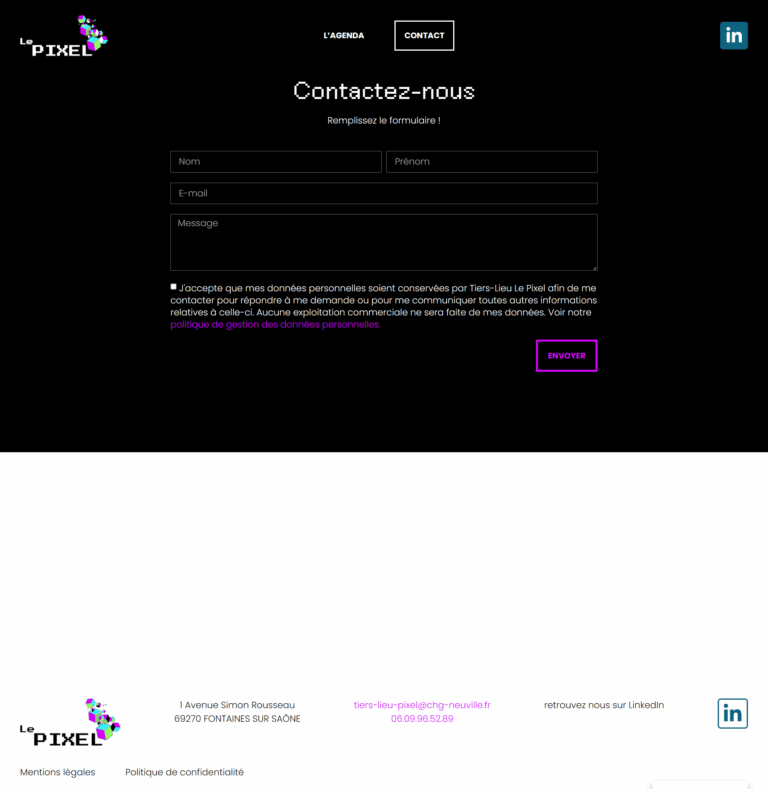 création page web marque digitale pour le pixel thiers lieu